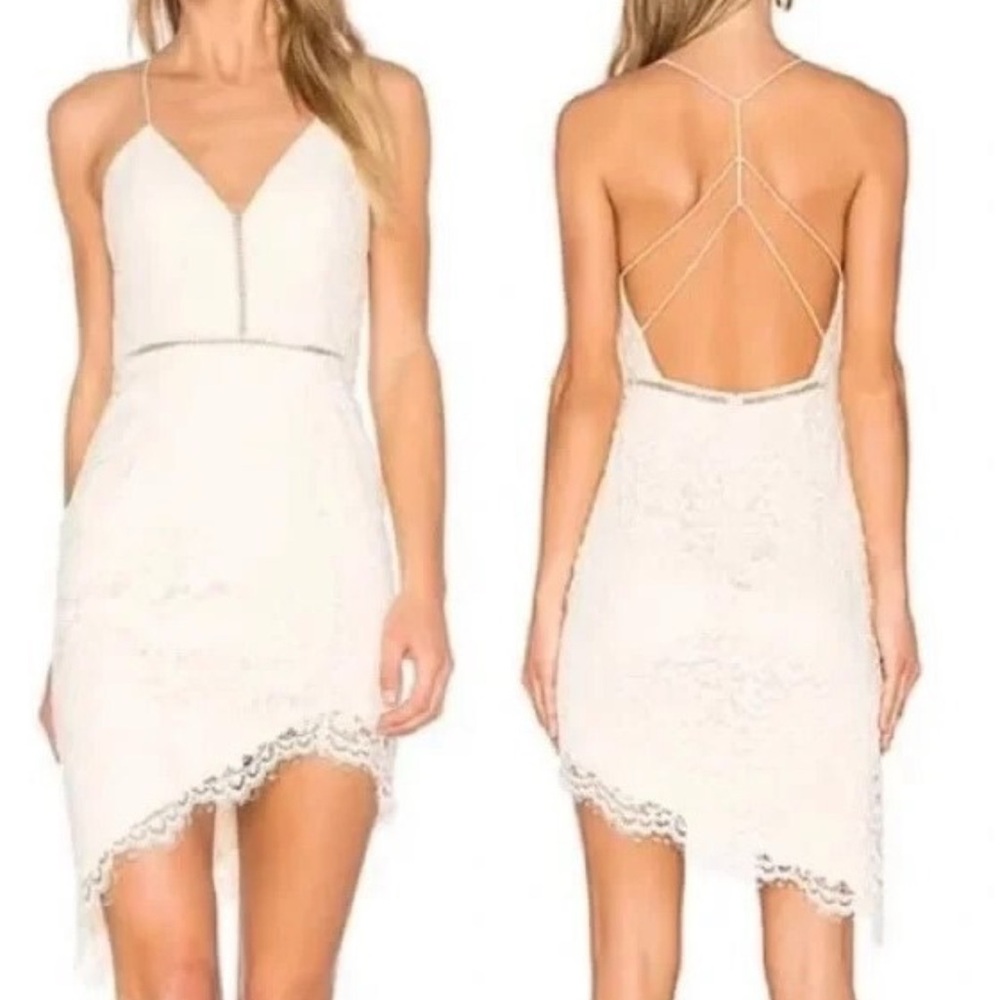NBD Elegant Cream Lace Dress